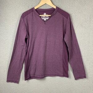 Helix Top Medium Purple Long Sleeve V‎ Neck Ribbed Shirt Basic